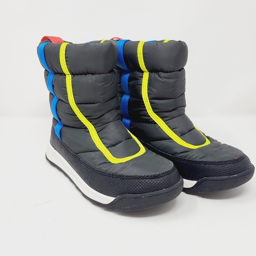 Sorel Children's Whitney II Puffy Mid Boot Winter Snow Black Yellow Kids Size 12 - Picture 2 of 9